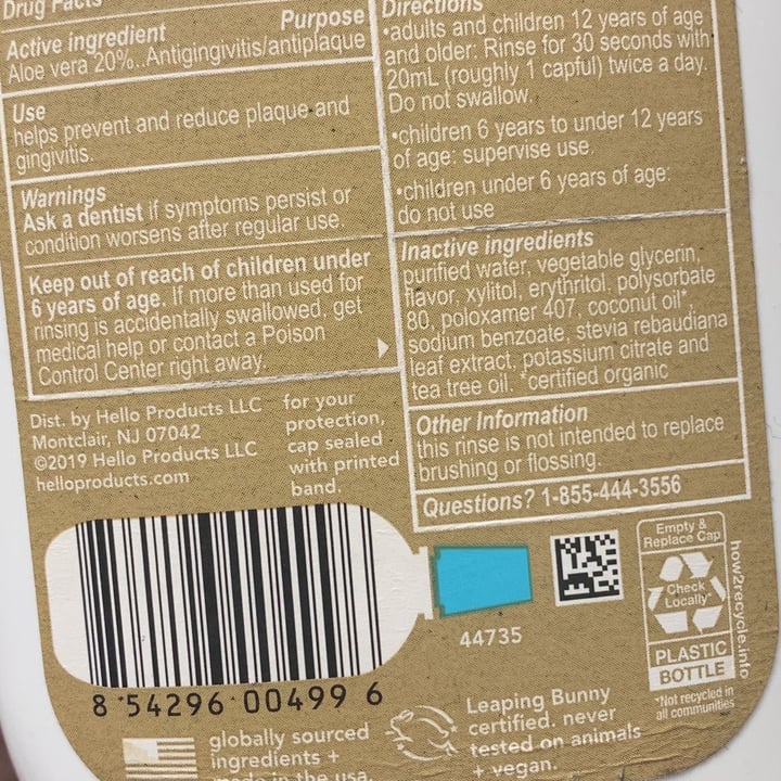 review photo of Hello Naturally Healthy Antigingivitis Mouthwash shared by @tschouten on 09 Apr 2022 - review