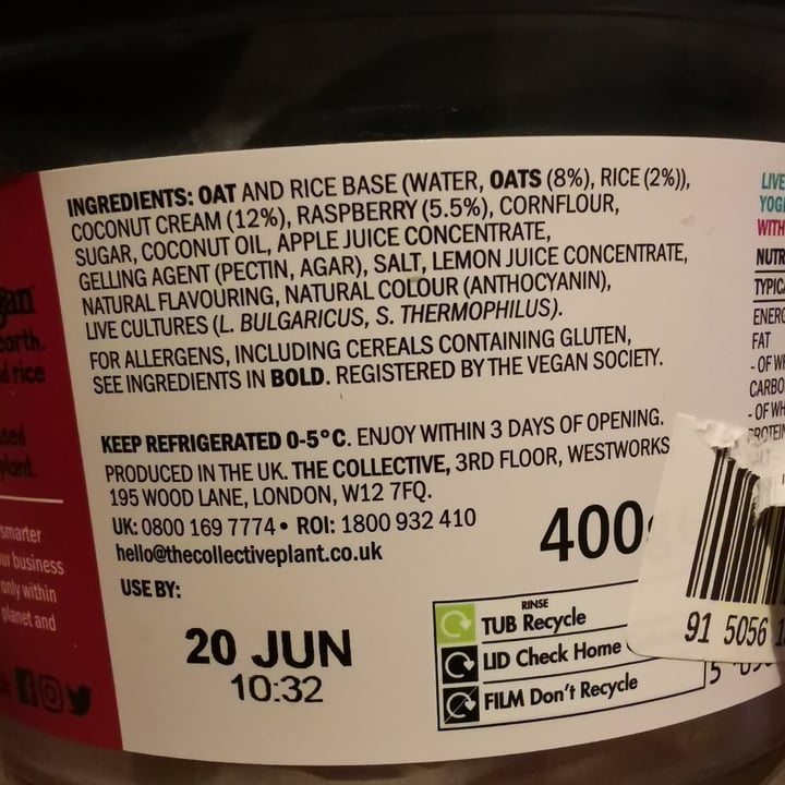 review photo of The Collective Plant Based Raspberry Greek-Style Yoghurt shared by @annamango on 25 Jun 2021 - review