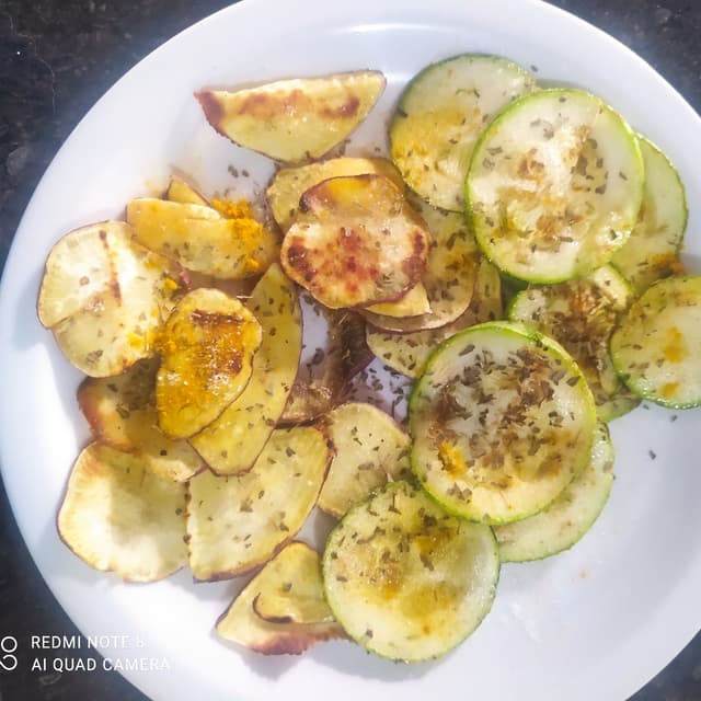 Photo du plat “batata doce e abobrinha grelhados”