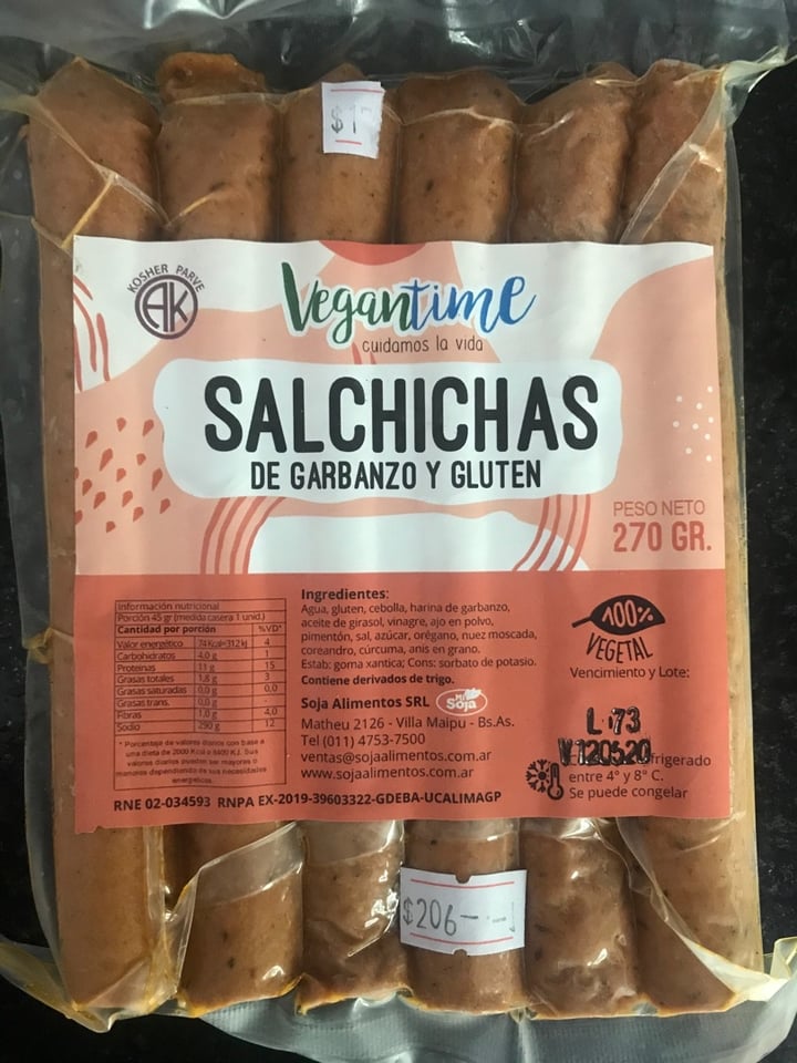 photo of Vegantime Argentina Salchichas de Garbanzo y Gluten shared by @rochivazquez on  30 Mar 2020 - review