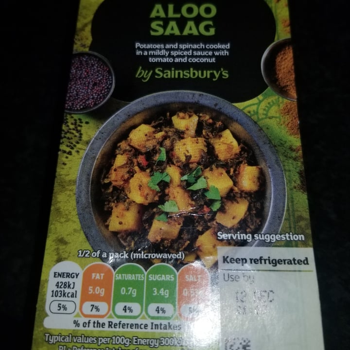 photo of Sainsbury's side for 2 aloo saag shared by @rockchic on  07 Dec 2022 - review