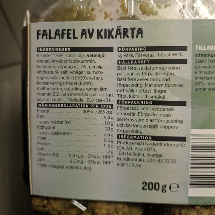 photo of ICA falafel shared by @lauraarual on  22 Sep 2022 - review