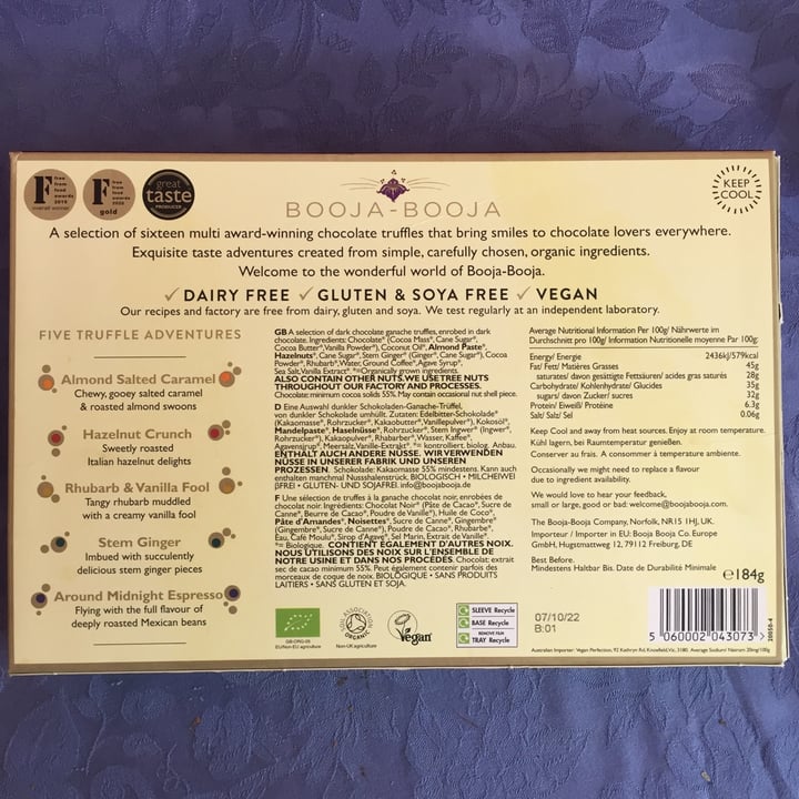 photo of Booja-Booja a multi award winning selection of organic dairy free chocolate truffles shared by @ladyziggys on  24 Aug 2022 - review