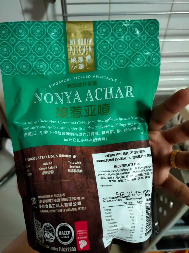photo of My Nonya Kitchen Nonya Achar shared by @butterfing3rs on  29 Feb 2020 - review