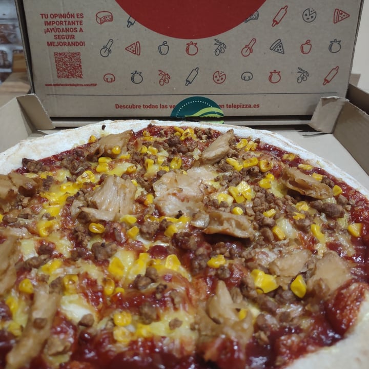 review photo of Telepizza Barbacoa Veg Pizza shared by @claramentevegana on 20 Oct 2021 - review