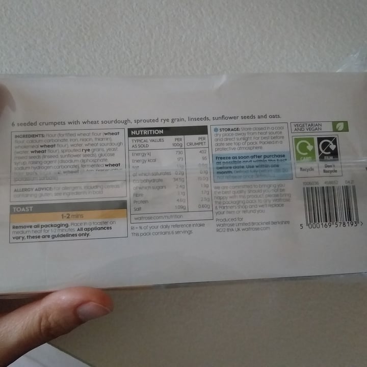 review photo of Waitrose 6 Seeded crumpets shared by @carlakaralis on 16 Jun 2022 - review