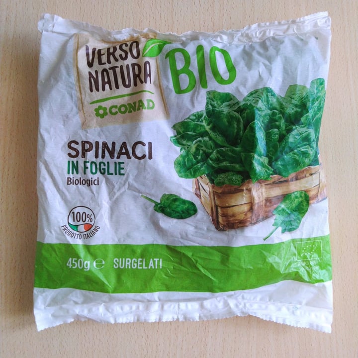 photo of Verso Natura Conad Veg Spinaci in foglie bio shared by @manoveg on  04 Sep 2022 - review