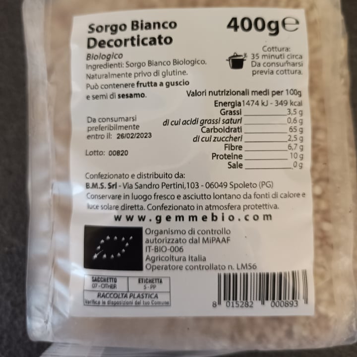 review photo of GemmeBio Sorgo Bianco Decoraticato bio shared by @antea on 17 Apr 2022 - review