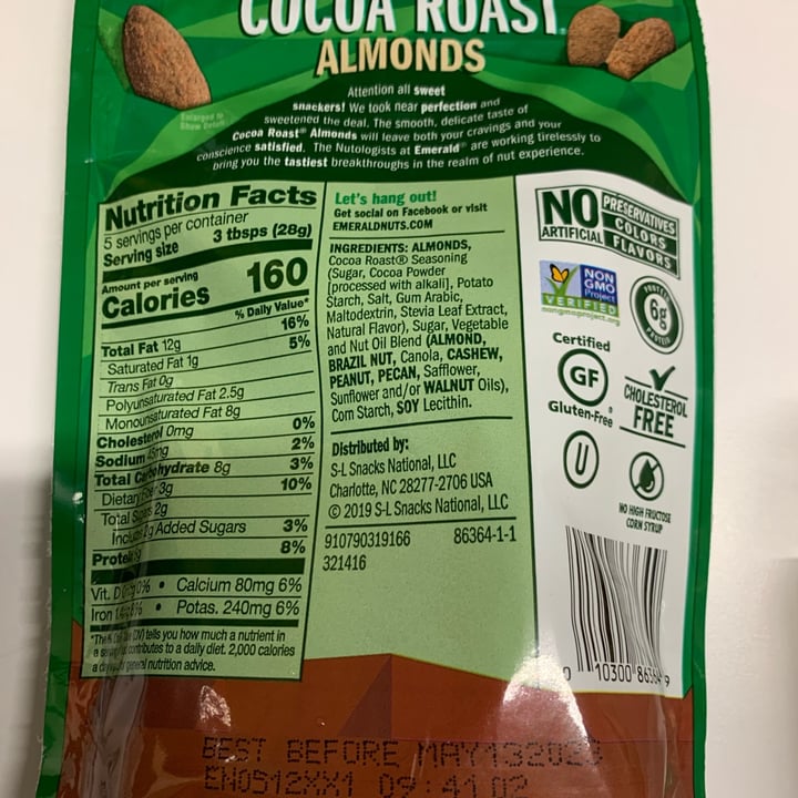 review photo of Emerald Cocoa Roast Almonds shared by @anthrowolfe on 29 Jul 2022 - review