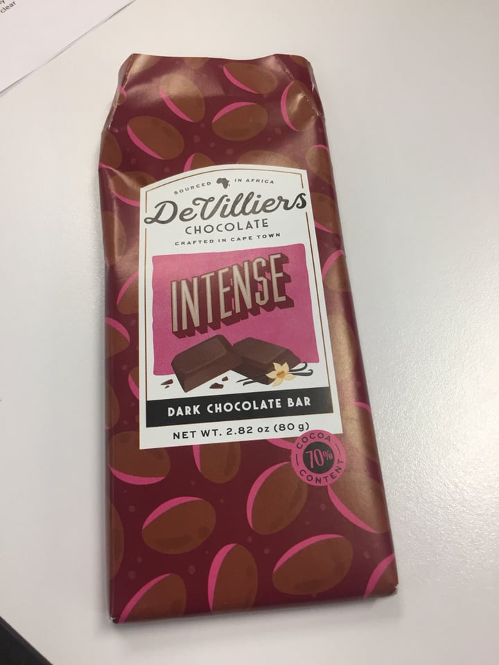 photo of De Villiers Chocolate Intense Dark Chocolate Bar shared by @taz on  02 Dec 2019 - review
