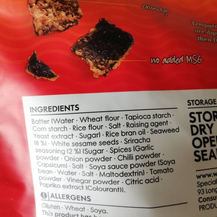 photo of Woolworths Food Seaweed Tempura Crisps Sriracha Flavoured shared by @simonel on  09 Oct 2021 - review