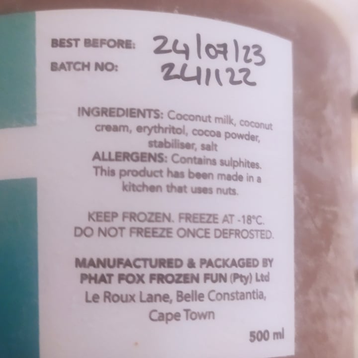 review photo of Phat Fox Chocolate Frozen Dessert shared by @michthevegan on 06 Dec 2022 - review
