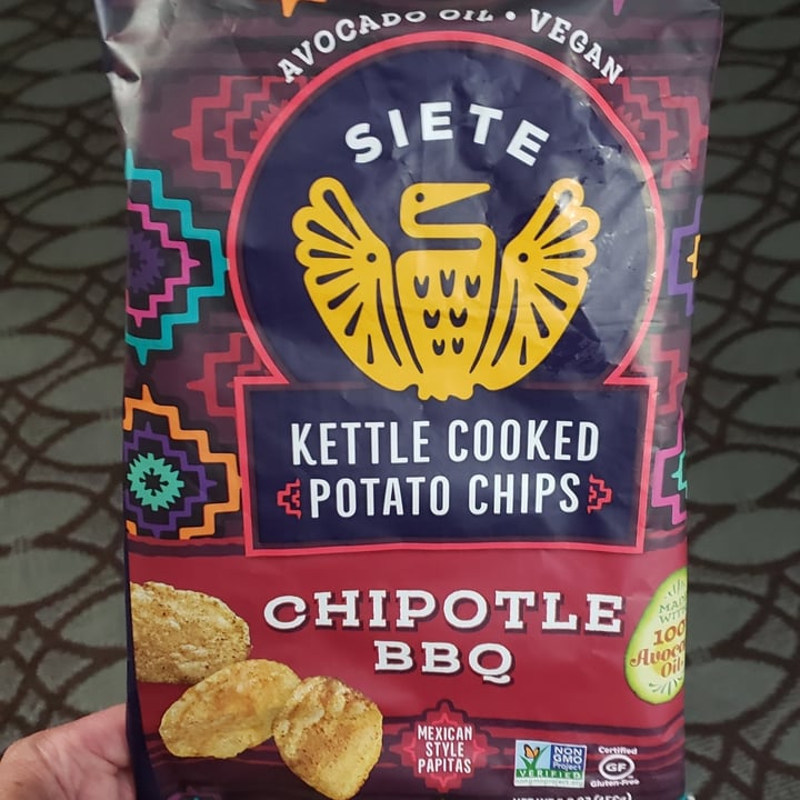 photo of Siete Family Foods Chipotle BBQ Kettle Cooked Potato Chips shared by @ambularfortheanimals on  16 Sep 2022 - review