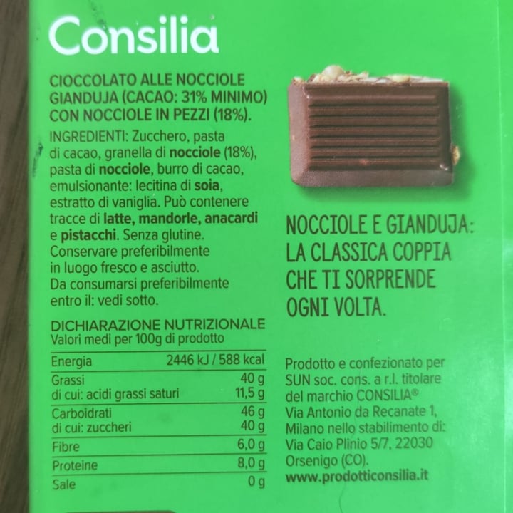 photo of Consilia Cioccolato Alle Nocciole Gianduja shared by @mcoculo on  15 Jun 2022 - review