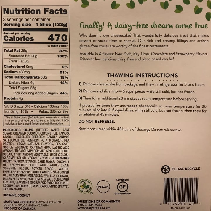 review photo of Daiya Pumpkin Spice Cheezecake shared by @princessofdoom on 17 Jan 2022 - review
