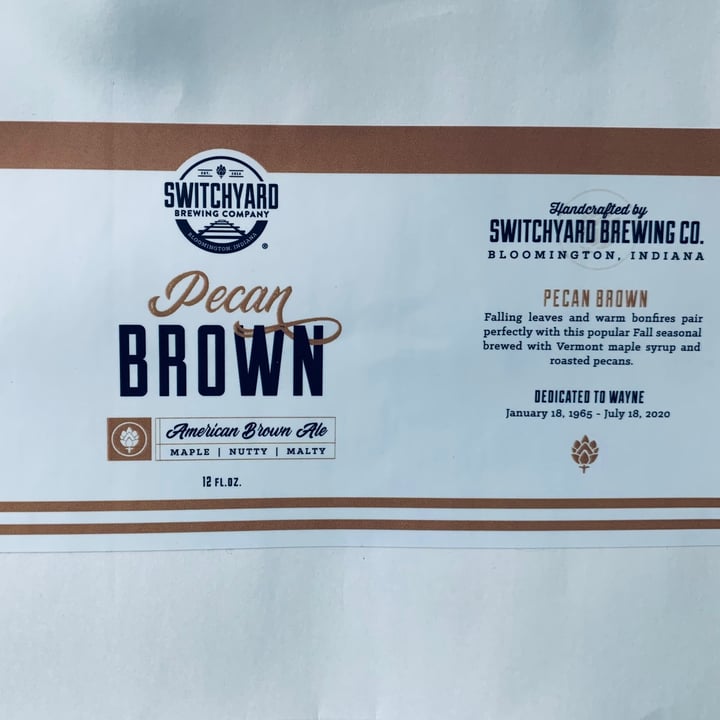 photo of Switchyard Brewing Company Pecan Brown Ale shared by @allhess on  15 Feb 2021 - review