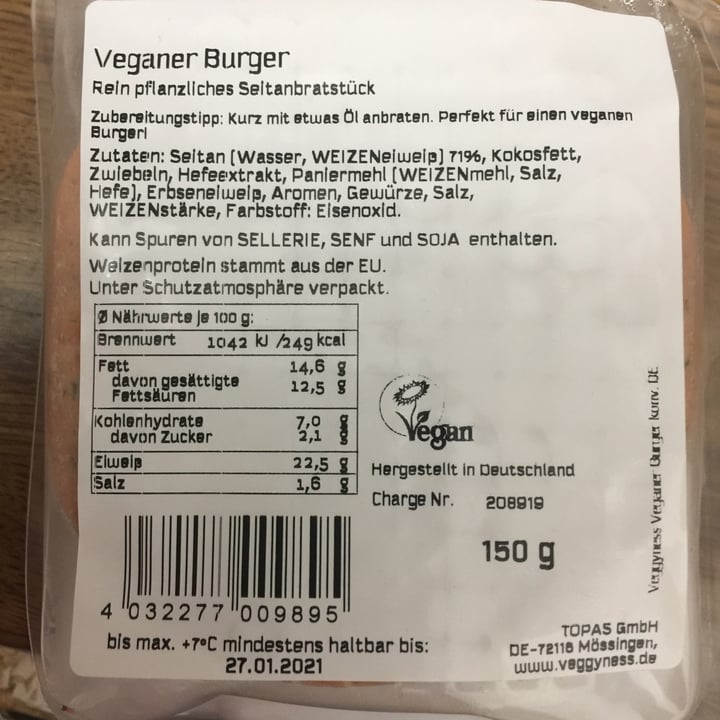 photo of Veggyness Veganer Burger shared by @frida on  03 Dec 2020 - review