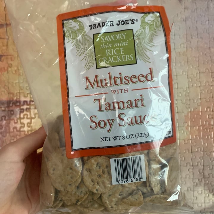 photo of Trader Joe's Multiseed Tamari Soy rice crackers shared by @bananarosie on  01 Feb 2021 - review