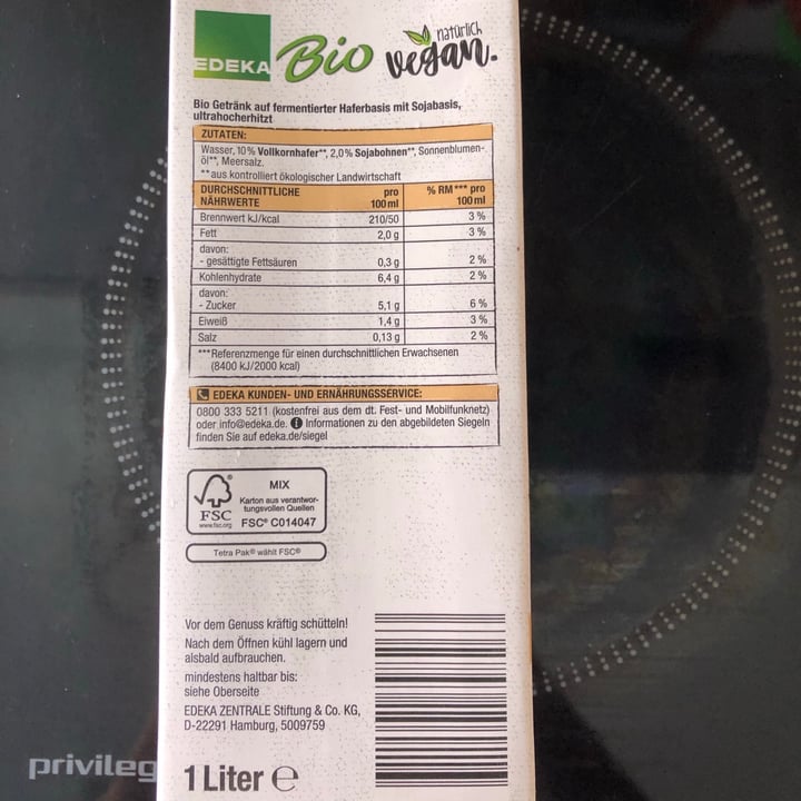 review photo of Edeka Bio Haferdrink mit Soja - Barista shared by @marenvansoest on 11 Sep 2021 - review