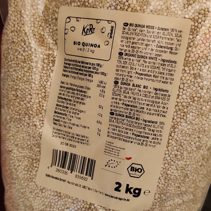 photo of Koro Quinoa 2kg shared by @carlottaamatucci on  26 Jun 2022 - review