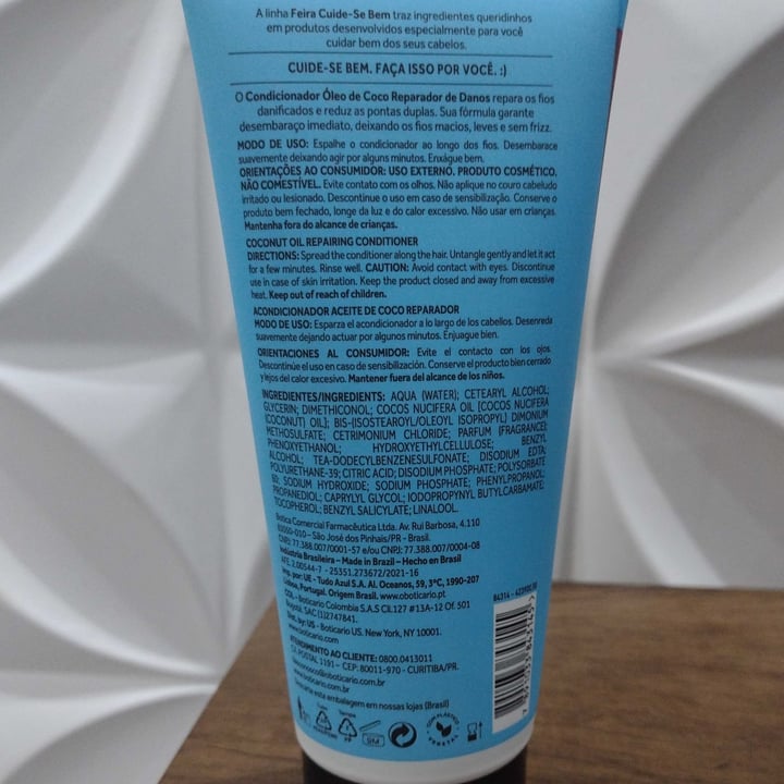 review photo of O Boticário Condicionador óleo de coco shared by @kyaraa on 21 Apr 2022 - review