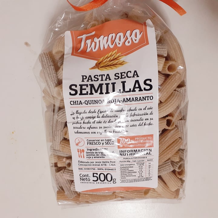 photo of Troncoso Pasta Seca Semillas Quinoa Roja ,Chia Amaranto shared by @lalaveg on  09 Jun 2020 - review