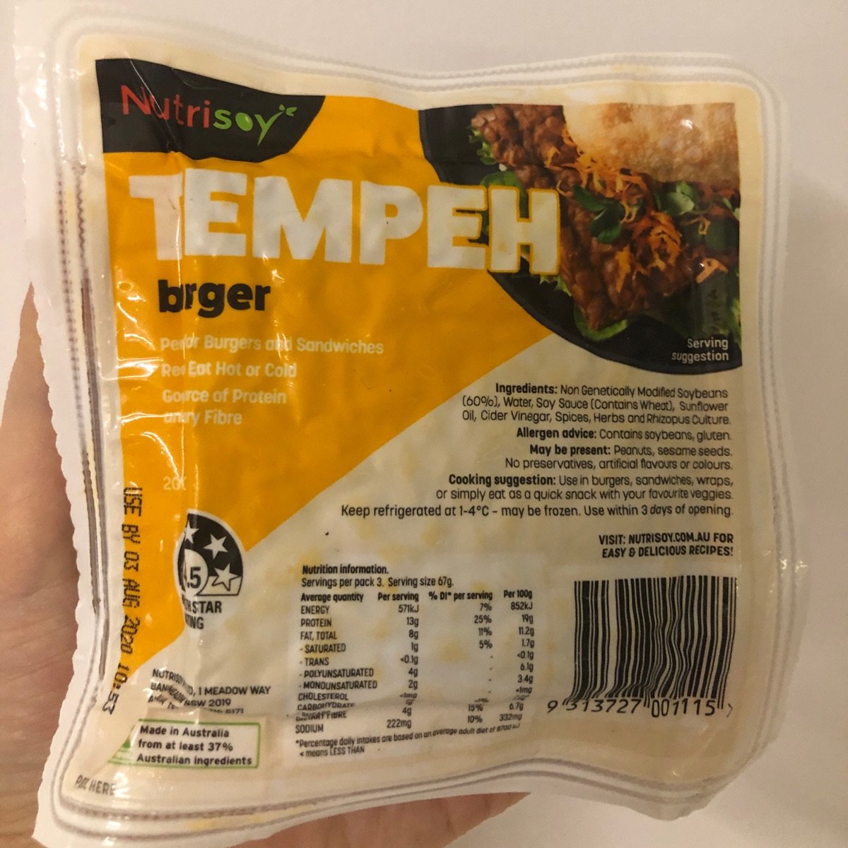 Nutrisoy Tempeh Burger Reviews abillion