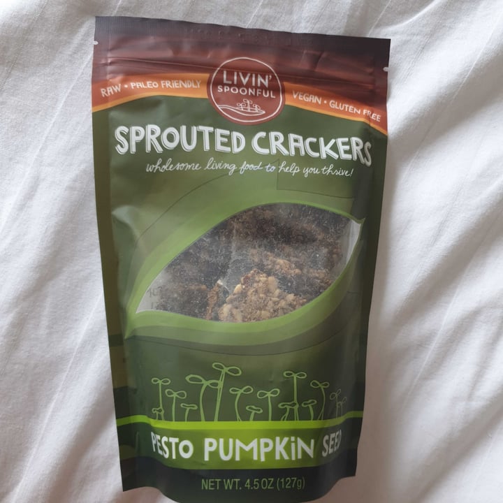 photo of Livin' Spoonful Sprouted Crackers , Pesto Pumpkin Seed shared by @littleredmushroom on  22 Mar 2021 - review