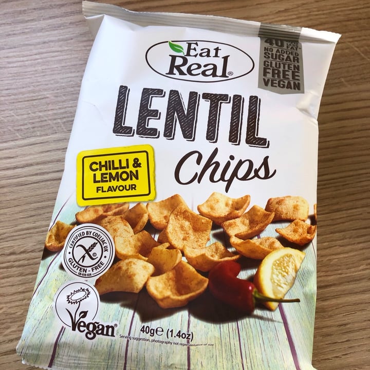 photo of Eat Real Chilli and Lemon Lentil Chips shared by @berry-vegan on  12 Jun 2020 - review