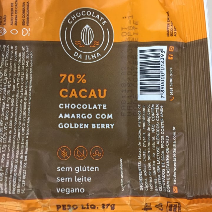review photo of Chocolate da Ilha chocolate amargo com golden berry shared by @susanatupi on 09 Aug 2022 - review