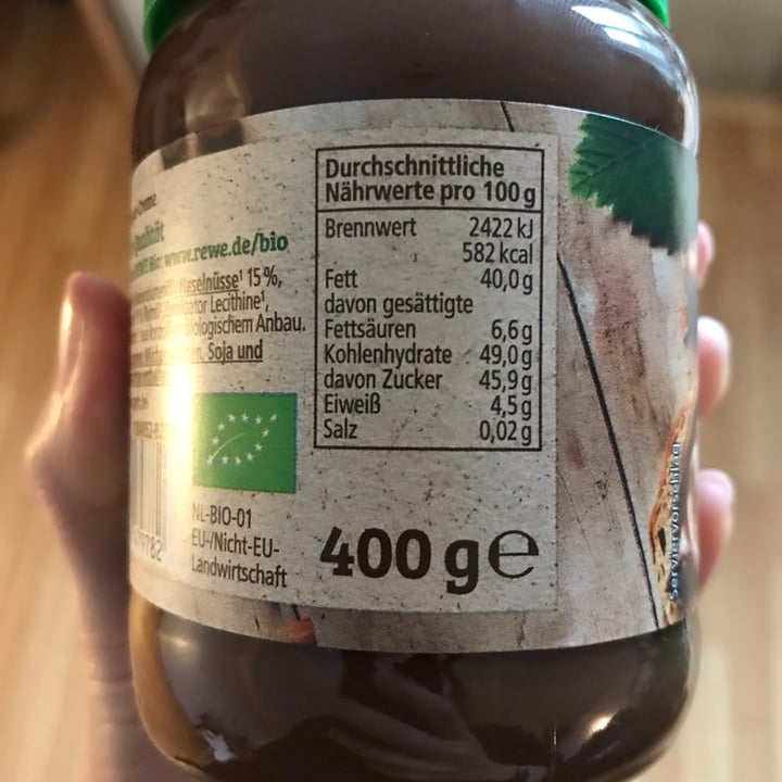 photo of Rewe Bio Nuss-Nougat Creme shared by @cocowandel on  16 Jan 2021 - review