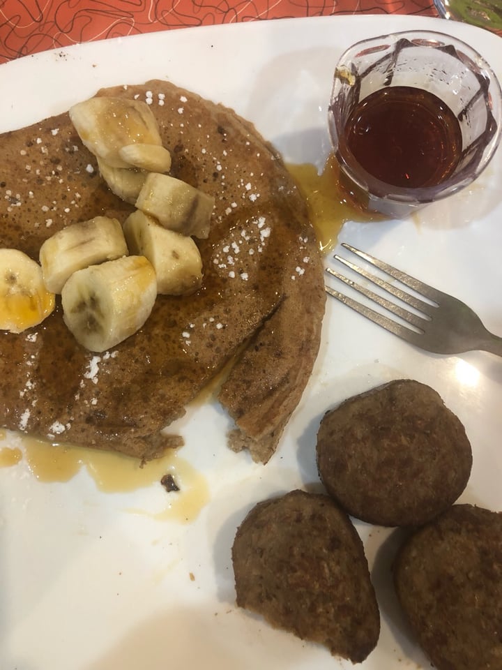 review photo of Square Cafe Vegan pancake, Soy sausage, Almond matcha latte shared by @marissaalbrecht on 19 Aug 2019 - review