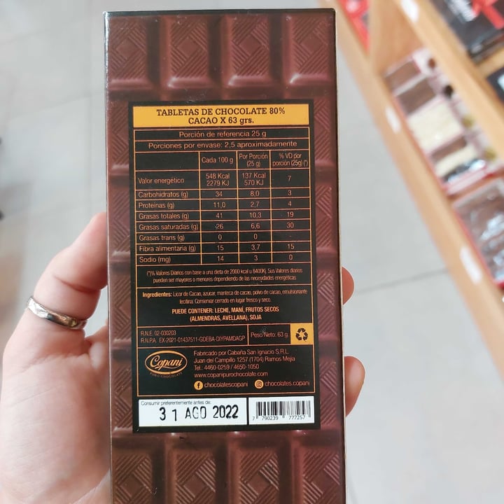 photo of Copani Chocolate 80% Cacao shared by @valeni on  26 Nov 2021 - review