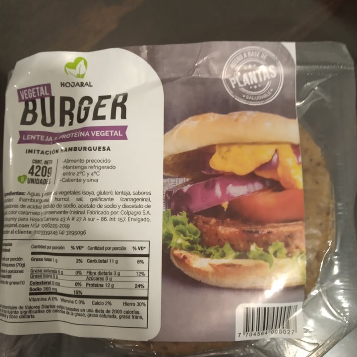 photo of Hojaral Burguer de lentejas shared by @dianamastro on  26 Feb 2021 - review