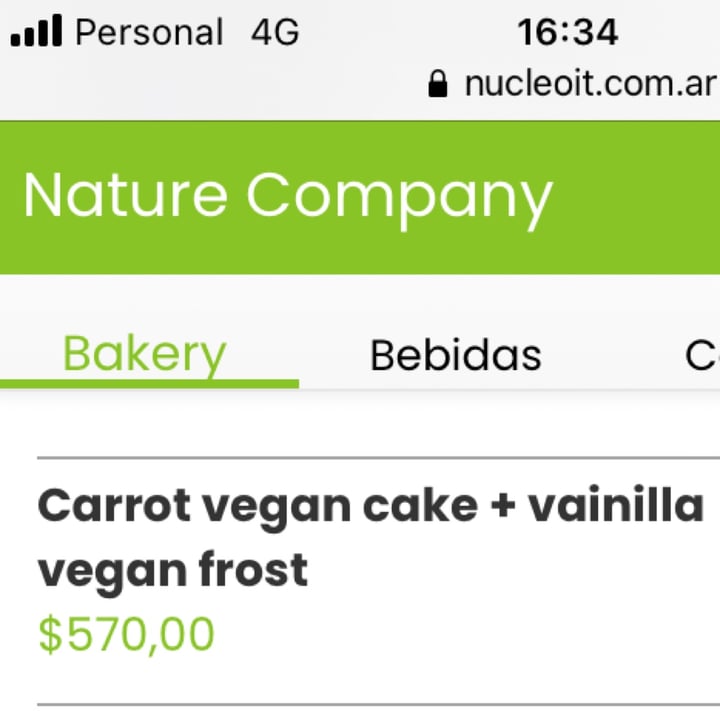photo of Nature Company Carrot vegan cake + vainilla vegan frost shared by @sechague on  27 Nov 2021 - review