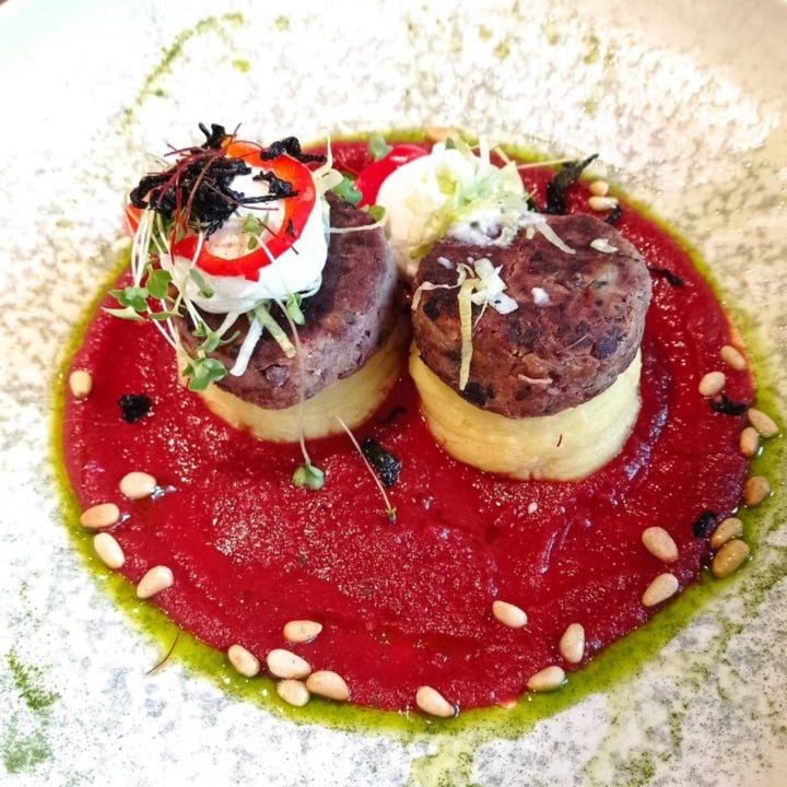 review photo of Oasis Restaurant Bean coutlet on potato puree and spicy tomato sauce shared by @latotta on 03 Apr 2022 - review