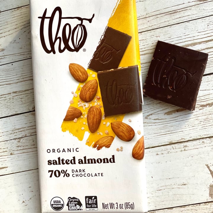 photo of Theo Chocolate Salted Almond 70% Dark Chocolate shared by @veganfoodcrazy on  25 Nov 2020 - review