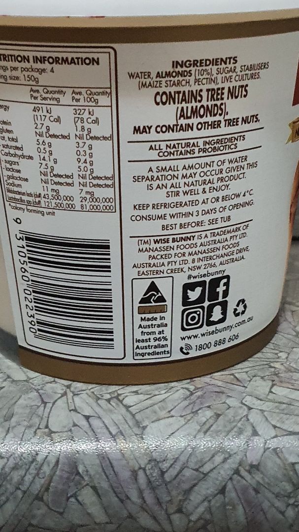 photo of The Wise Bunny Roasted almond milk yoghurt - mango shared by @arijit on  19 Apr 2020 - review