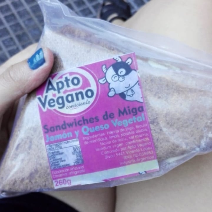 photo of Apto Vegano Consciente Sandwich de Jamón y Queso shared by @navrronicole on  10 Dec 2020 - review