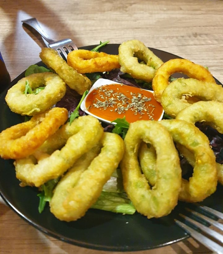 review photo of Columpio Bar Aros De Pimientos Con Salsa Brava shared by @elianavegan on 06 Mar 2020 - review