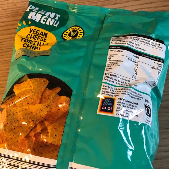 photo of ALDI Plant Menu Vegan Cheese Tortilla Chips shared by @berry-vegan on  05 Oct 2020 - review