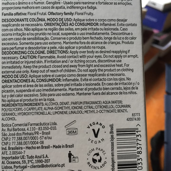 photo of O Boticário desodorante colônia - Aroma e terapia shared by @abillon03 on  17 Oct 2022 - review