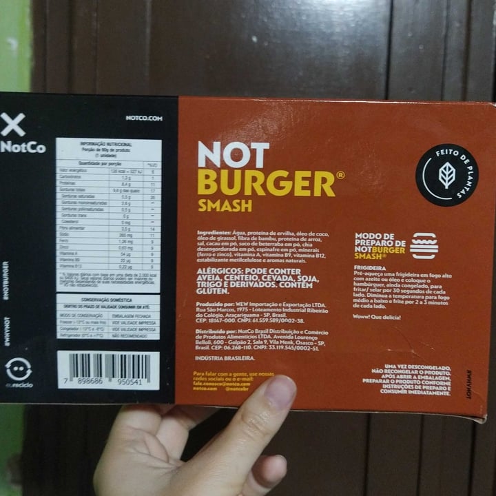 photo of NotCo Not Burguer Smash shared by @imsbruna on  09 Oct 2022 - review