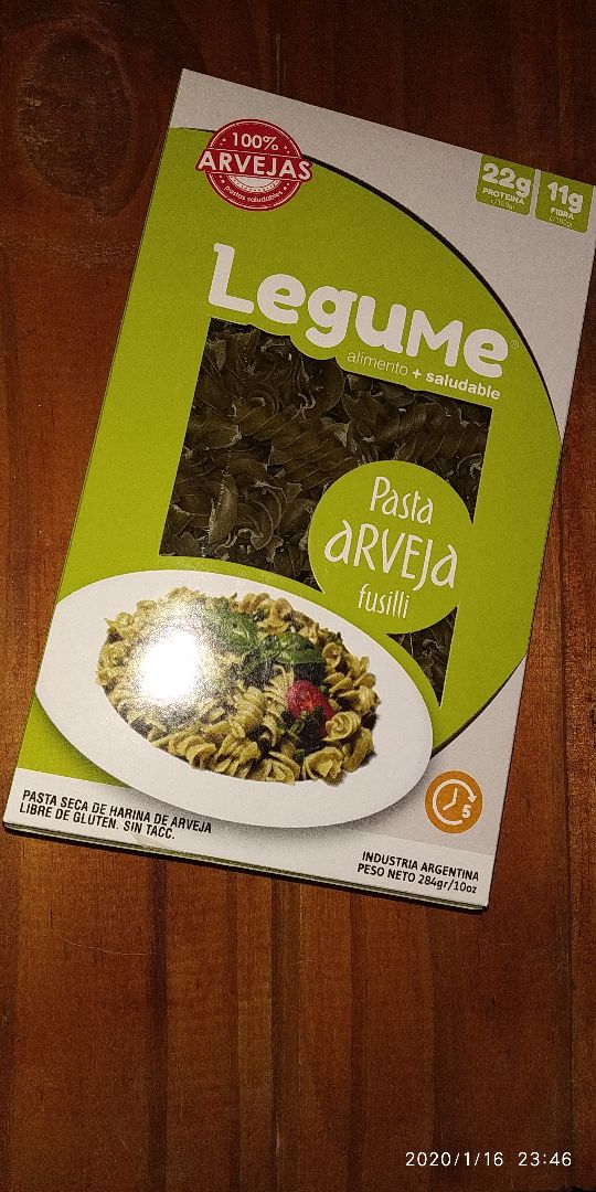 photo of Legume Pasta Arveja Fusilli shared by @mastranga on  17 Jan 2020 - review