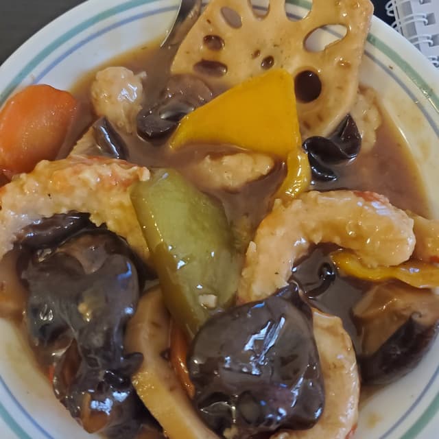 Photo of the dish “Lotus Root With Vegetables And Mock Shrimp”