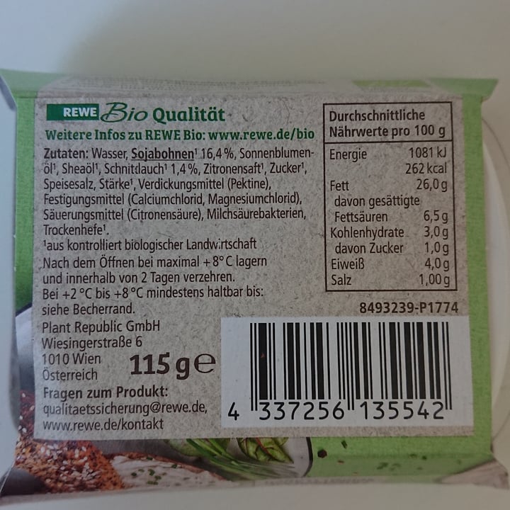 photo of Rewe Bio Frischcreme Schnittlauch shared by @antonellaf on  26 Mar 2022 - review