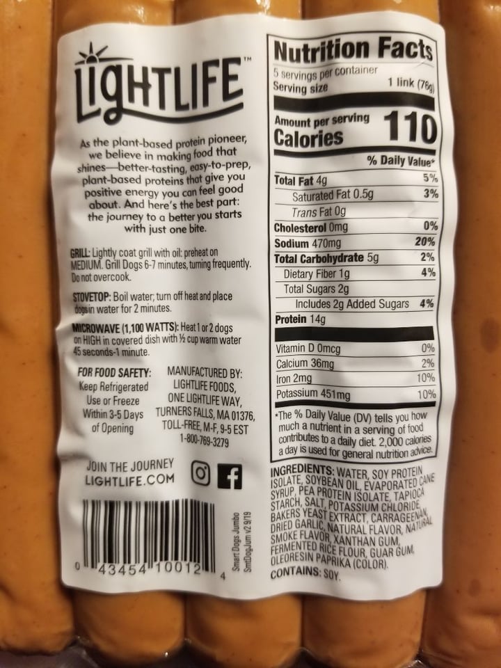 photo of Lightlife Jumbo Smart Dogs shared by @soberveganvan on  22 Jan 2020 - review