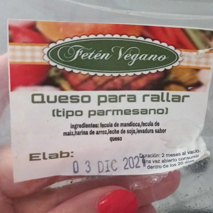 photo of Fetén vegano Queso para Rallar shared by @silvinanoto on  26 Dec 2021 - review