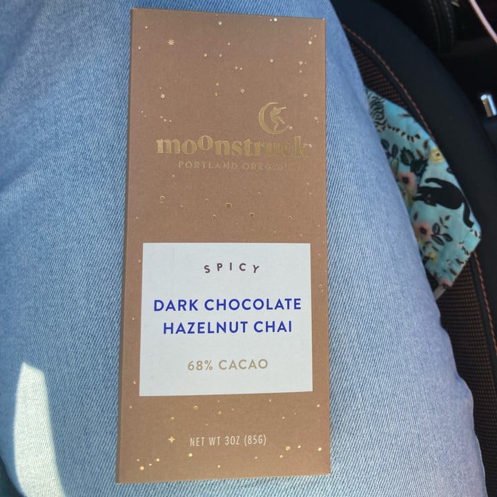 photo of Moonstruck Chocolate Co Dark Chocolate Hazelnut Chai shared by @uninterestingvegan on  24 Dec 2021 - review