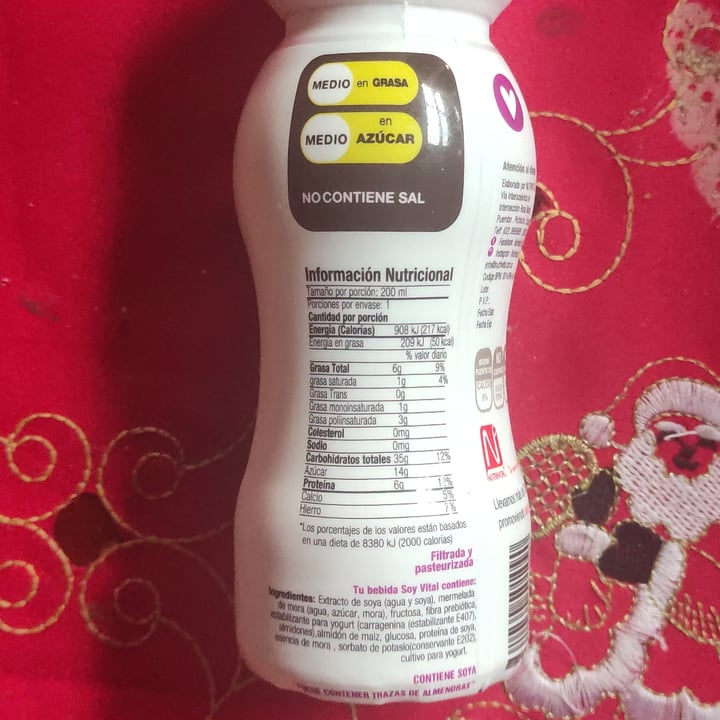 photo of Soy vital Bebida Vegana Sabor Mora shared by @carope02 on  04 Jun 2022 - review